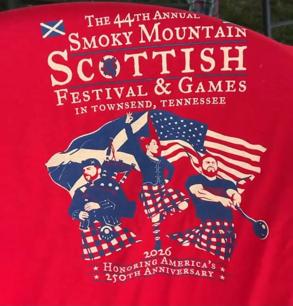 Historical 44th annual Smoky Mountain Scottish Festival and Games artwork marked 2026