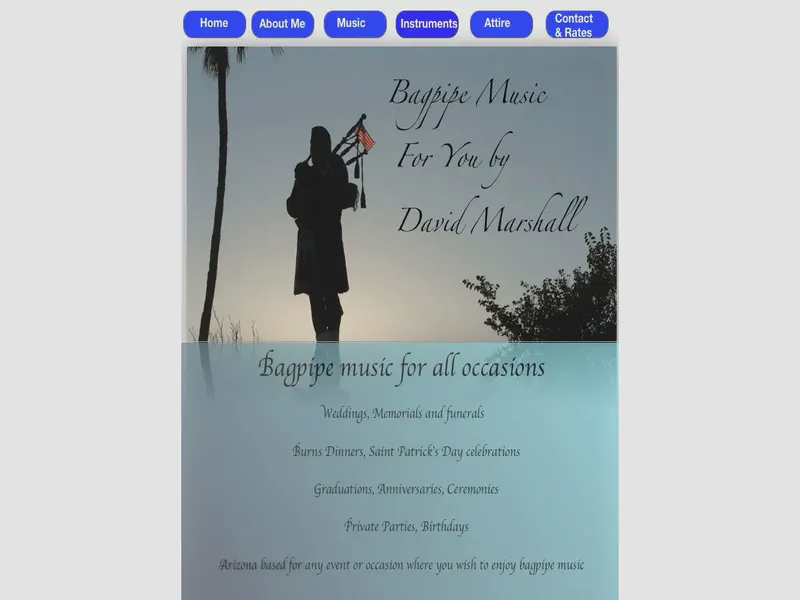 Website preview for azbagpiper.com