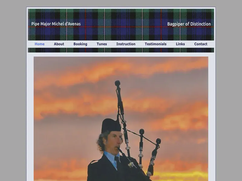Website preview for www.pebblebeachpiper.com
